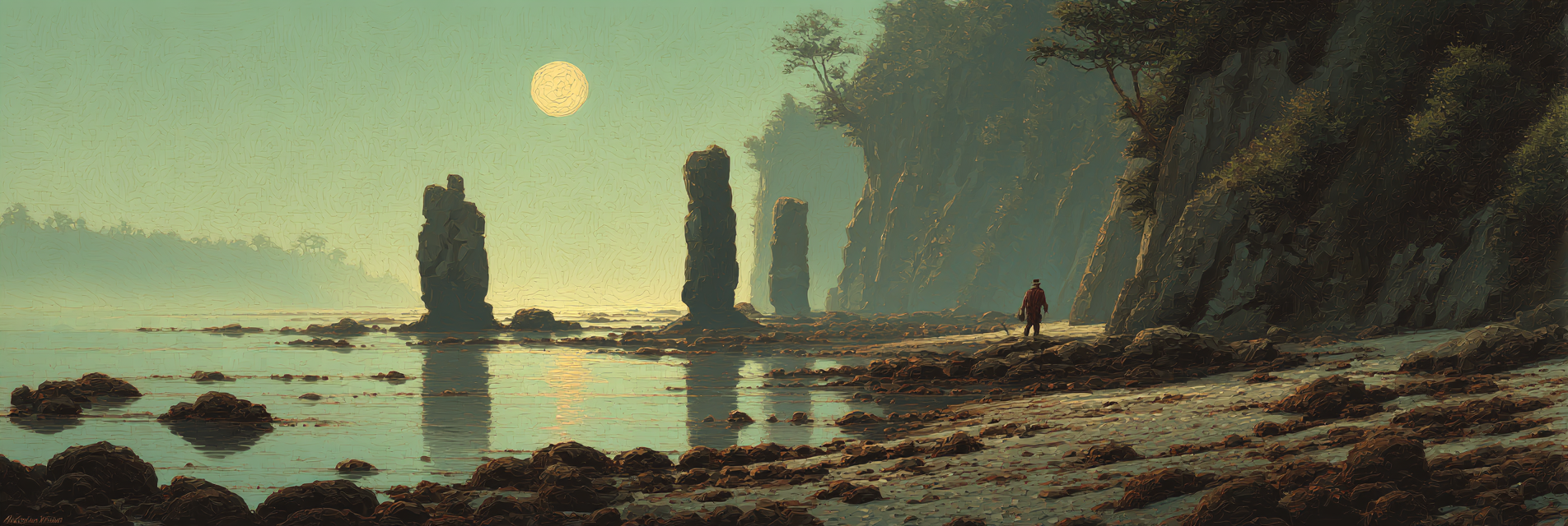 Ruhige Kuestenlandschaft Mit Felsen Im Sonnenuntergang | Klassisch | Einrichtungsstile