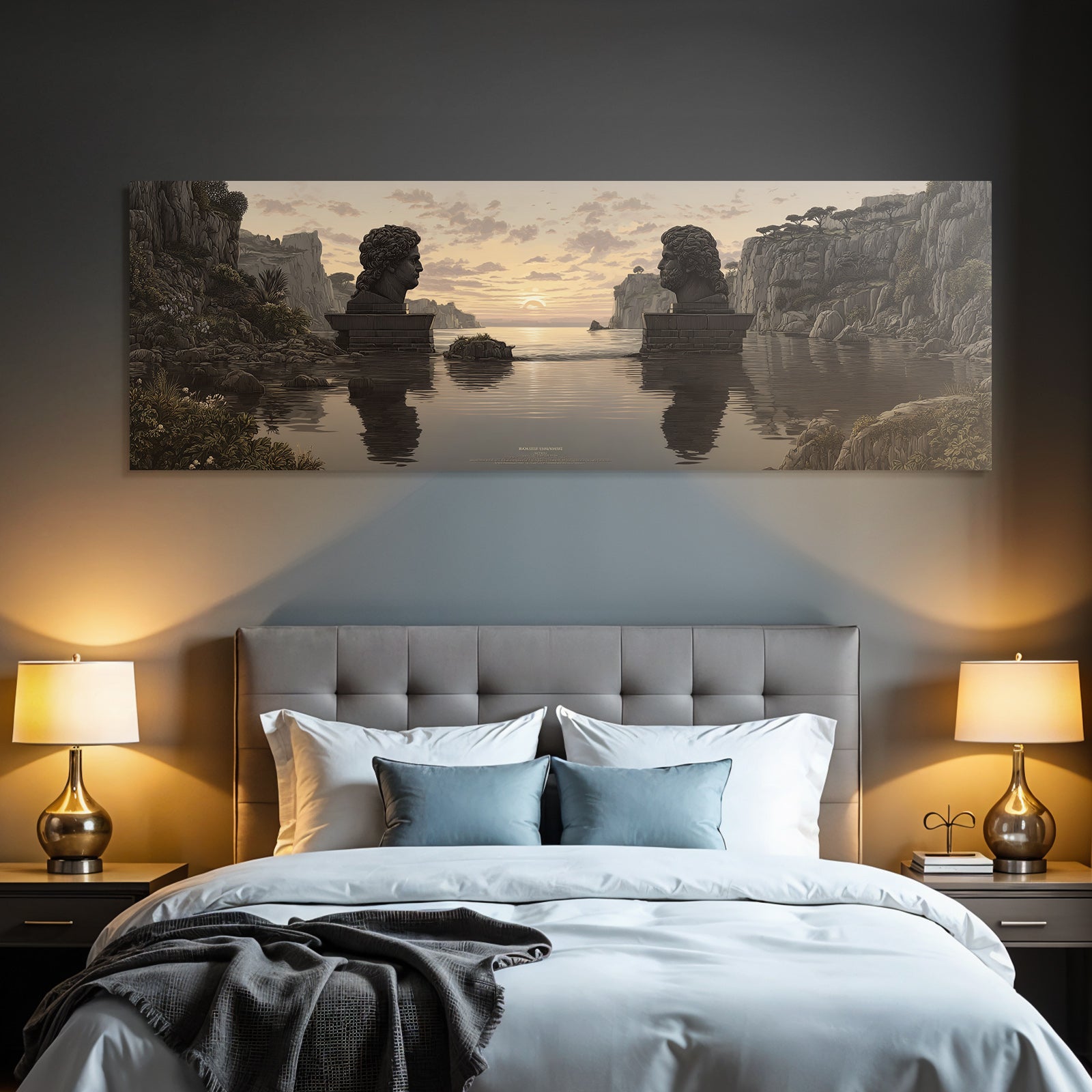 Ruhige Landschaft Bueste Reflexion Wasser Klippen Sunset