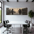 Ruhige Landschaft Bueste Reflexion Wasser Klippen Sunset