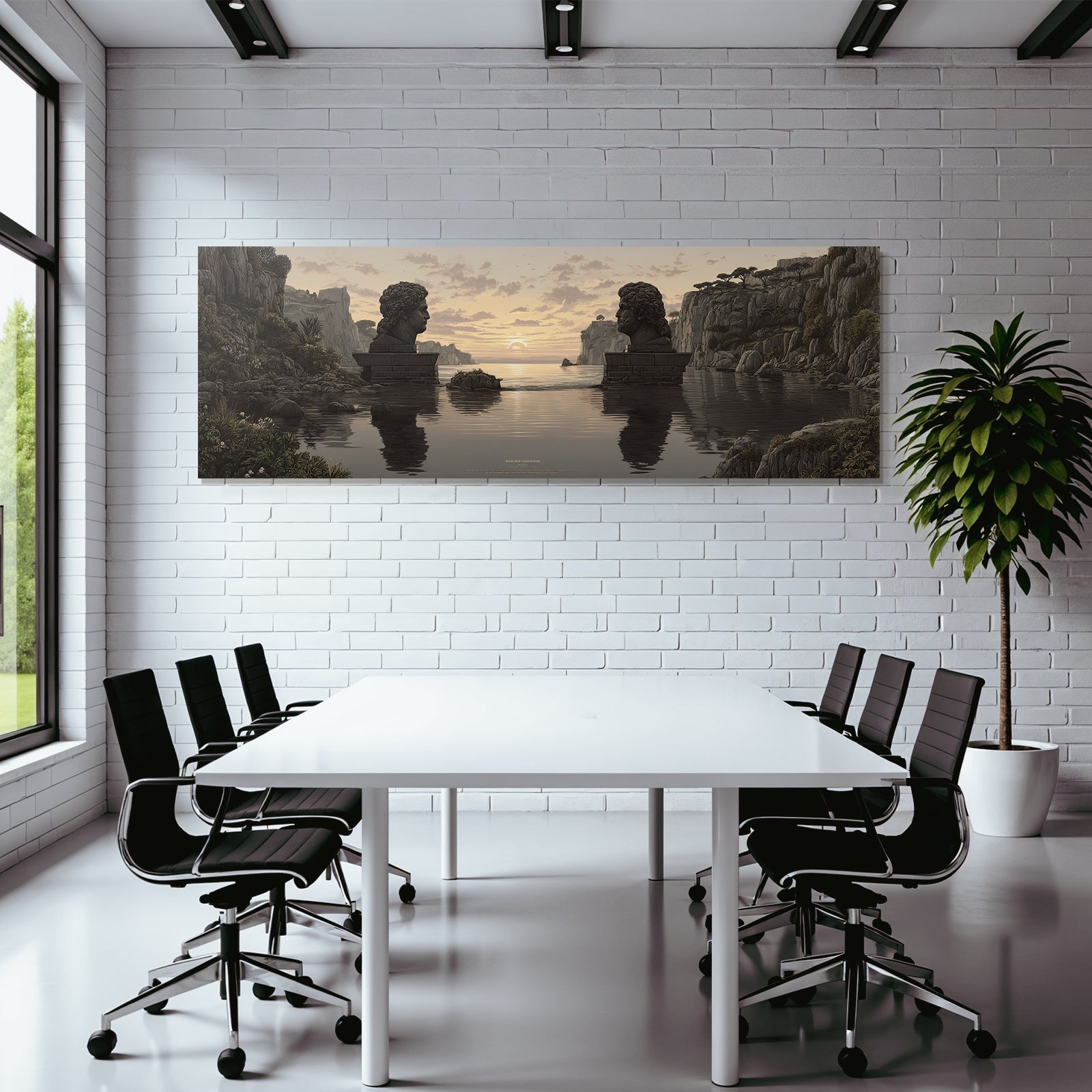 Ruhige Landschaft Bueste Reflexion Wasser Klippen Sunset