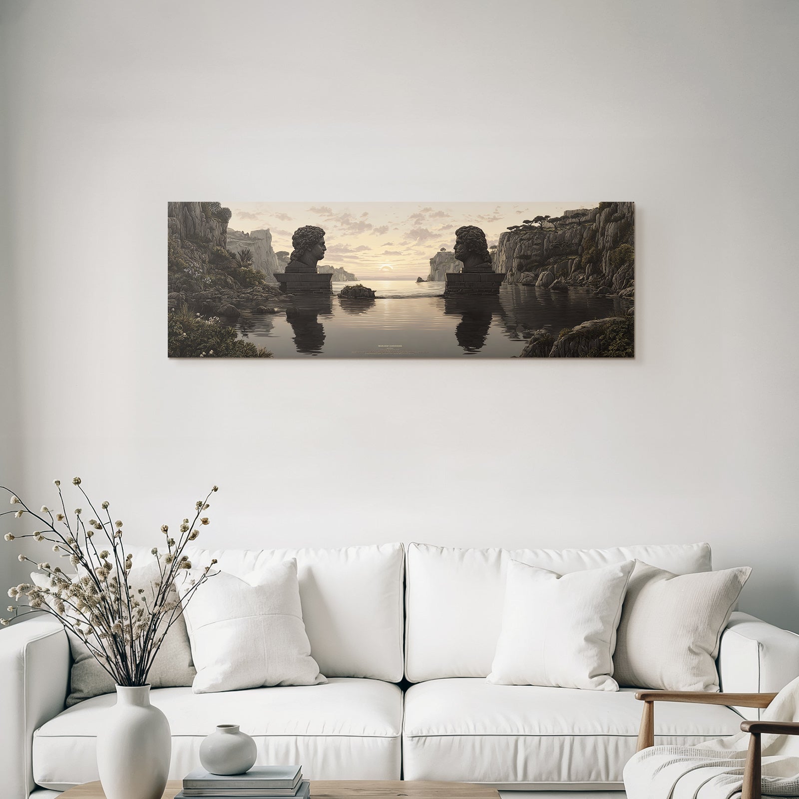 Ruhige Landschaft Bueste Reflexion Wasser Klippen Sunset