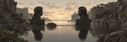 Ruhige Landschaft Bueste Reflexion Wasser Klippen Sunset | Klassisch | Einrichtungsstile