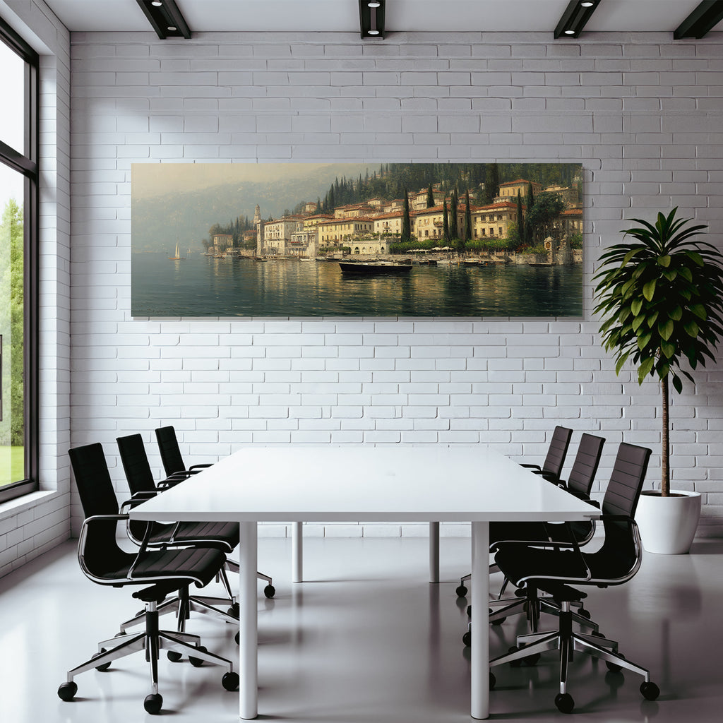 Ruhige Landschaft Mit Wasserfront Und Schiffen