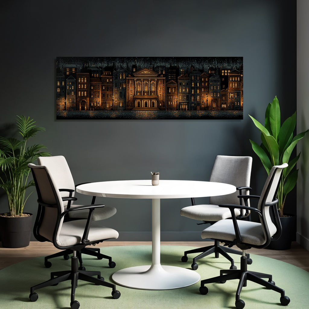 Stadtansicht Nacht Mit Gebaeuden Und Licht Illustration