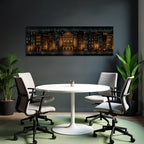 Stadtansicht Nacht Mit Gebaeuden Und Licht Illustration