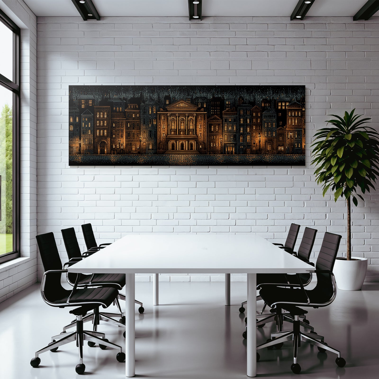 Stadtansicht Nacht Mit Gebaeuden Und Licht Illustration