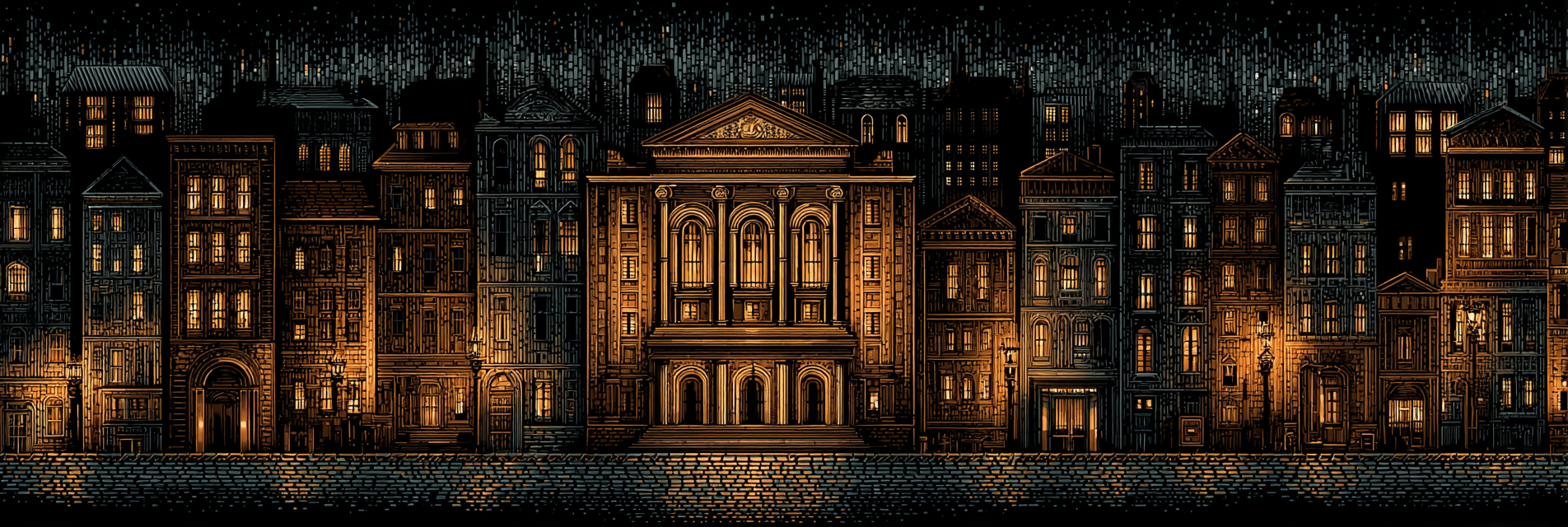 Stadtansicht Nacht Mit Gebaeuden Und Licht Illustration | Klassisch | Einrichtungsstile