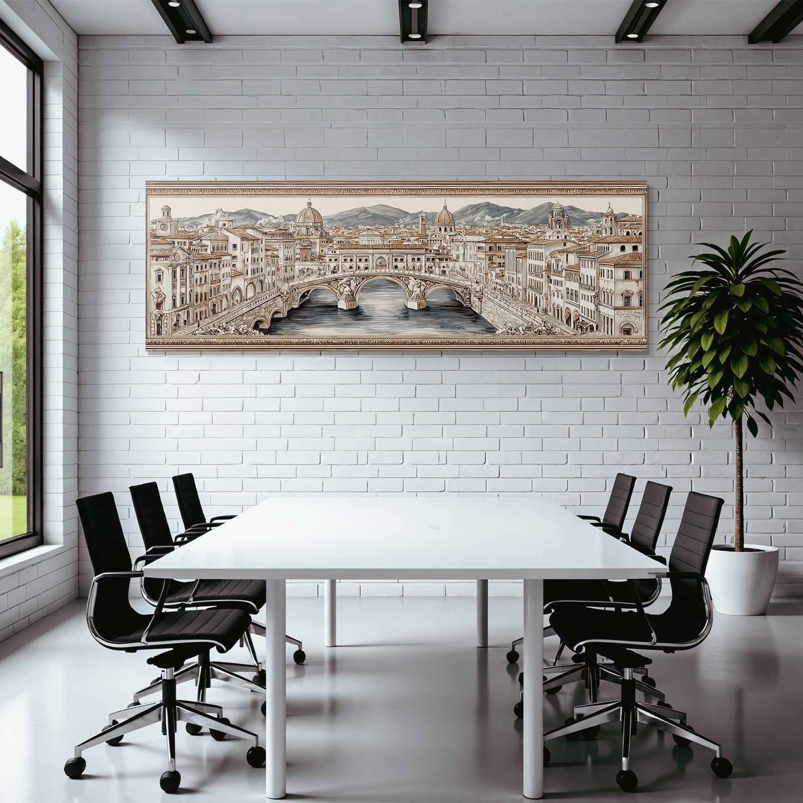 Stadtlandschaft Mit Bruecke Floraenz Artistische Darstellung