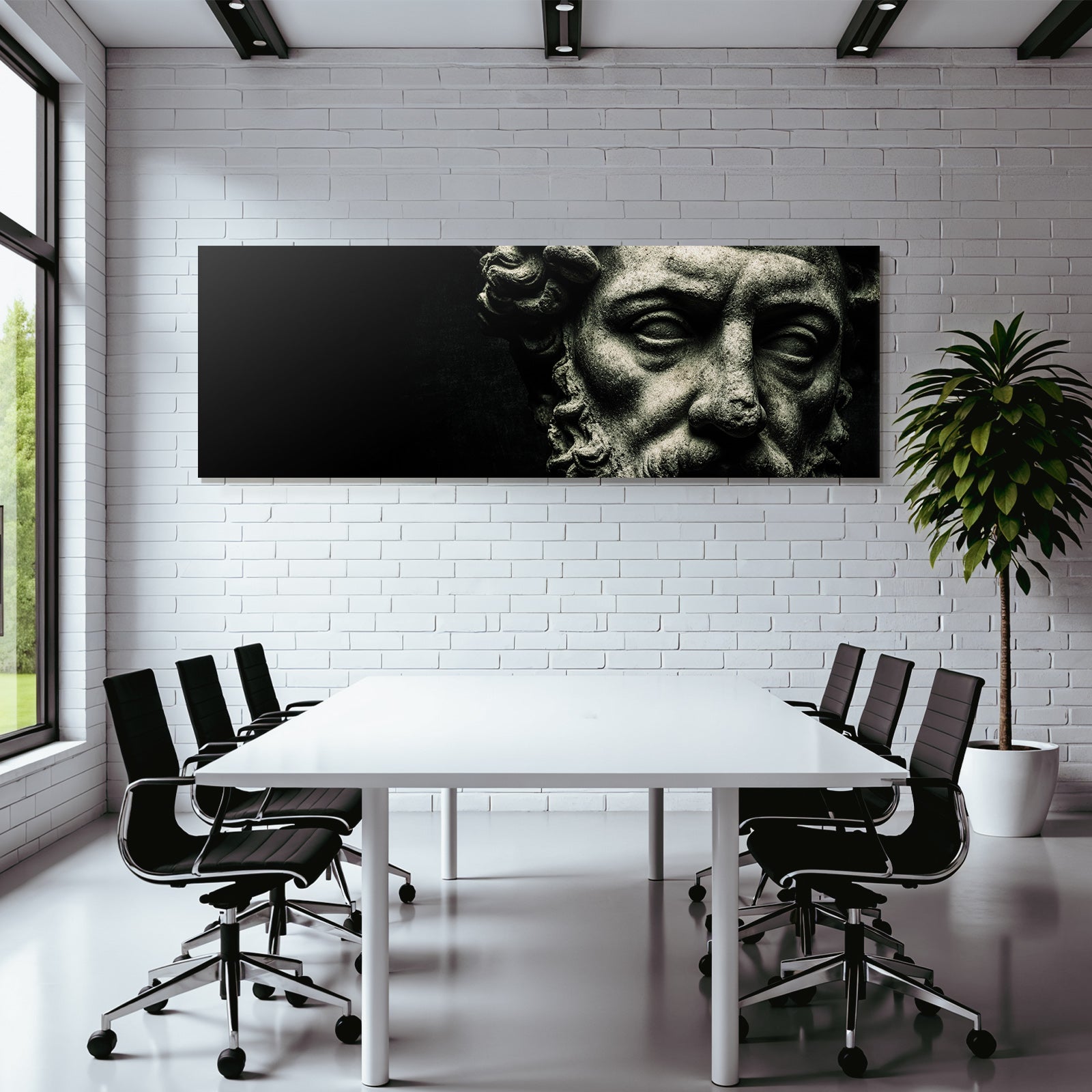 Stein Skulptur Gesicht Mit Nasenmerkmal Und Texturiertem Haar