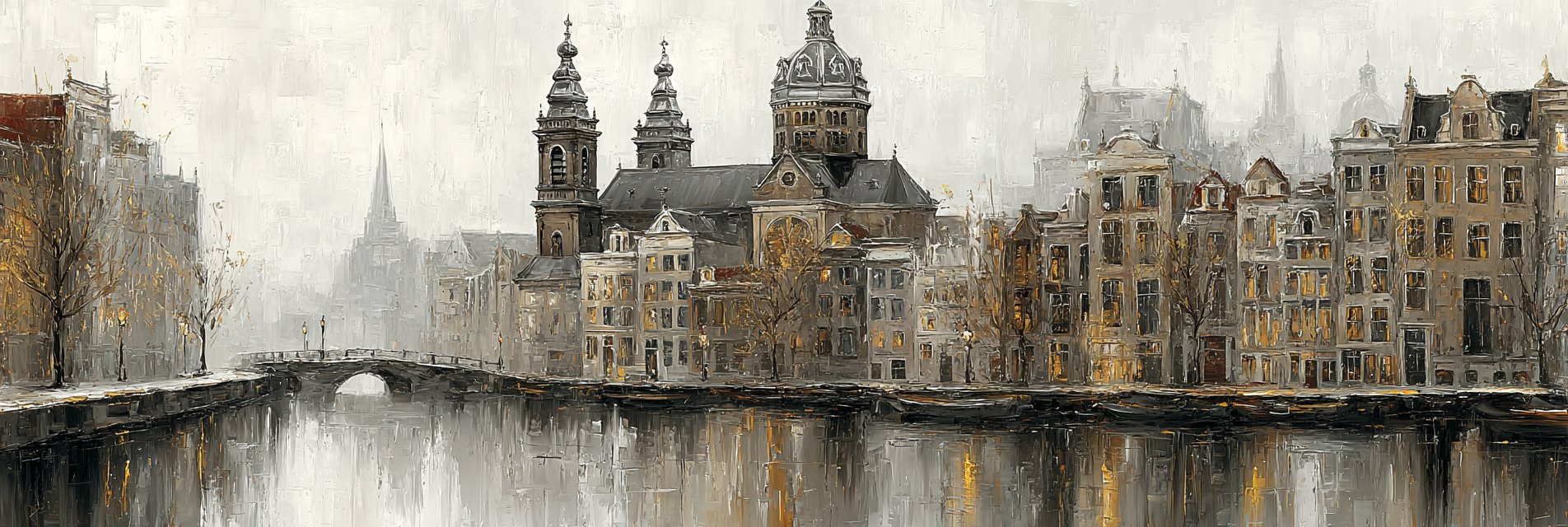 Stille Stadtansicht Kanal Architektur Sanfte Farben | Klassisch | Einrichtungsstile