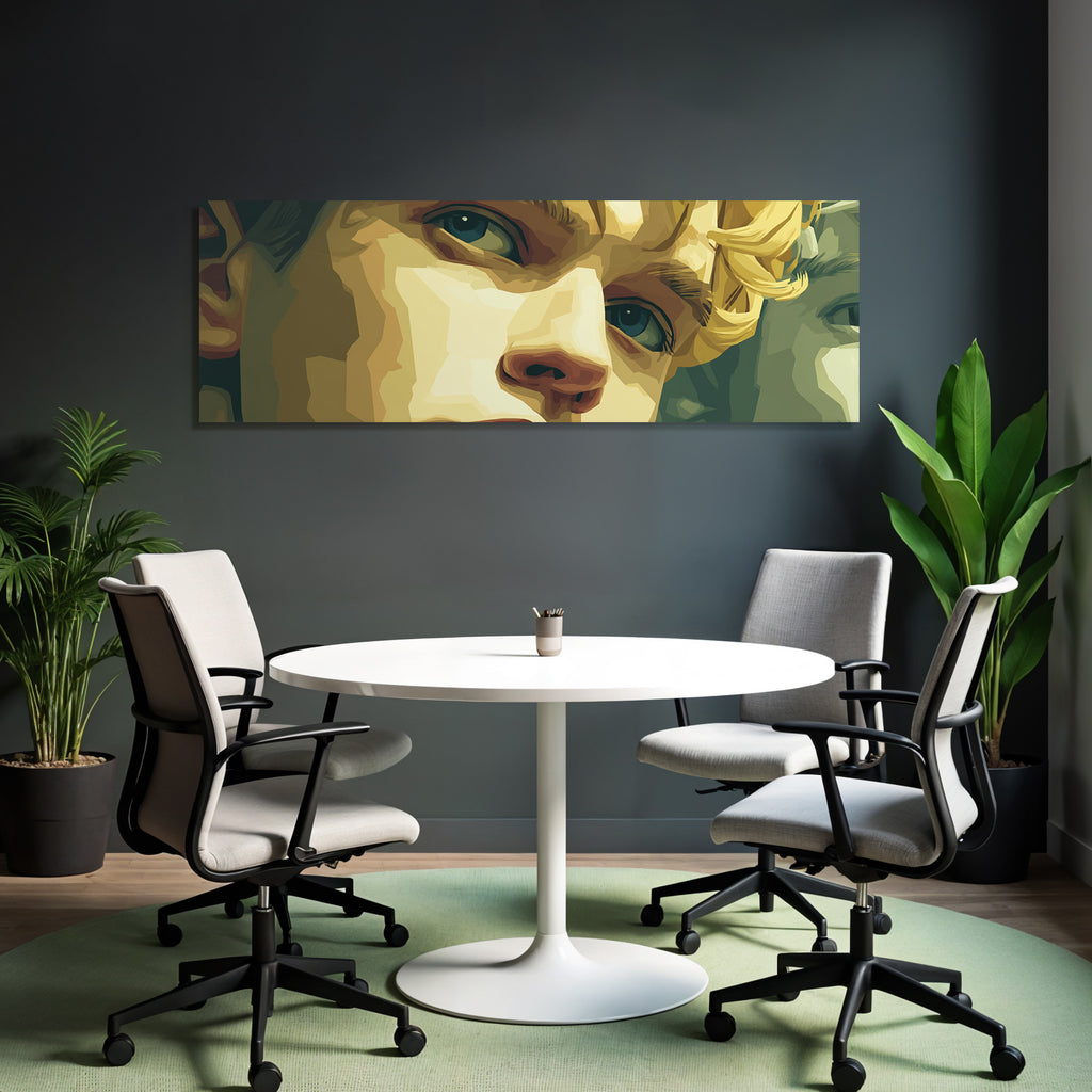 Stylisierte Digitale Illustration Gesicht Geometrische Formen Limitierte Farbpalette
