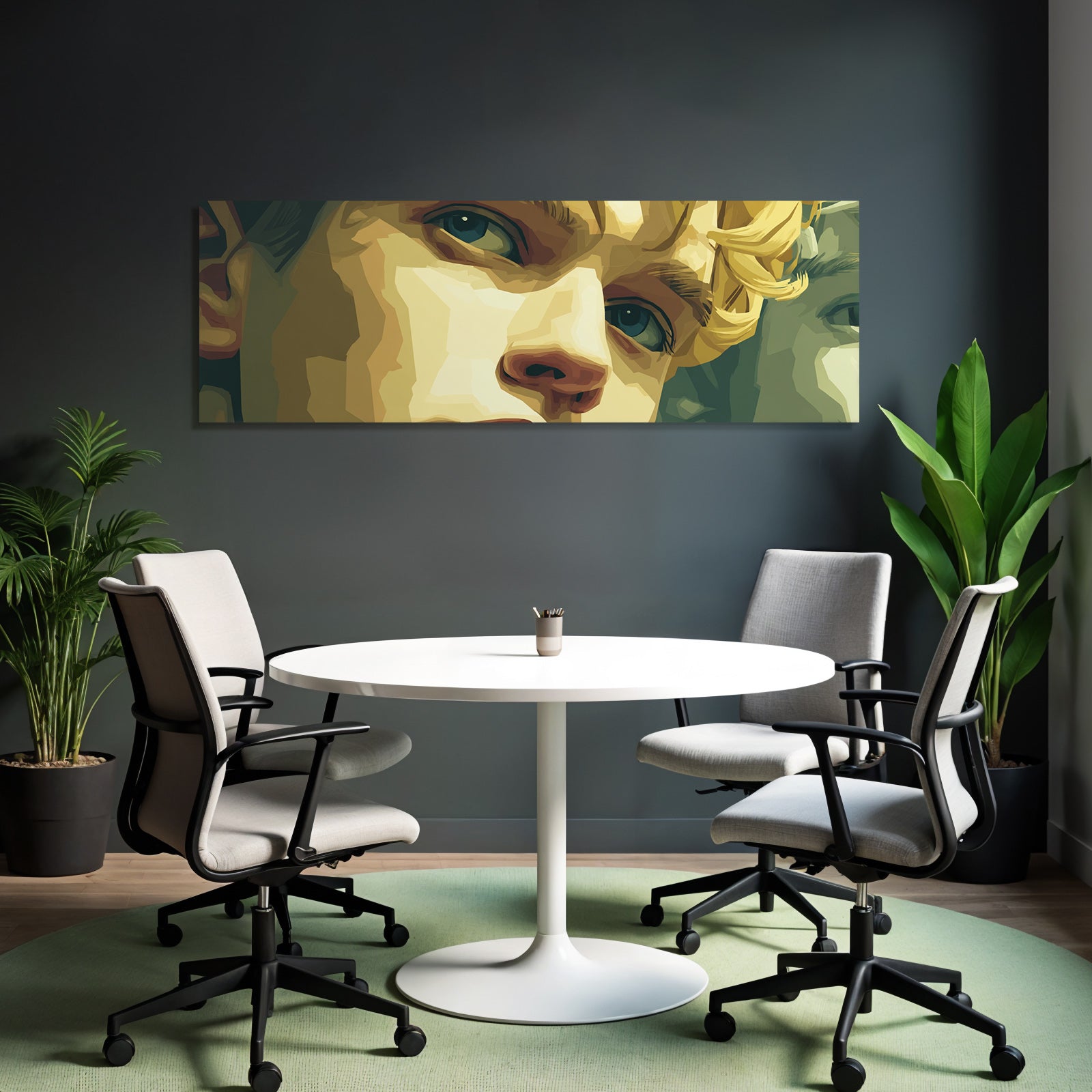 Stylisierte Digitale Illustration Gesicht Geometrische Formen Limitierte Farbpalette
