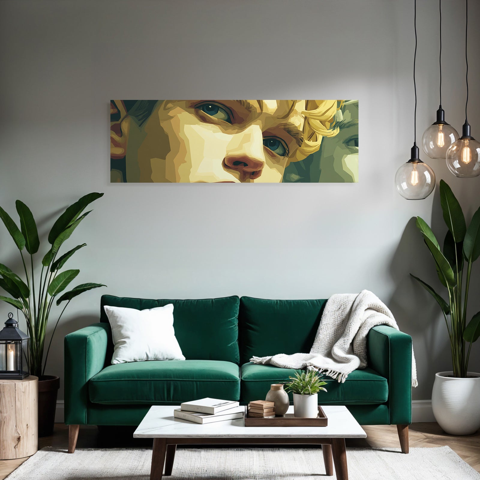 Stylisierte Digitale Illustration Gesicht Geometrische Formen Limitierte Farbpalette