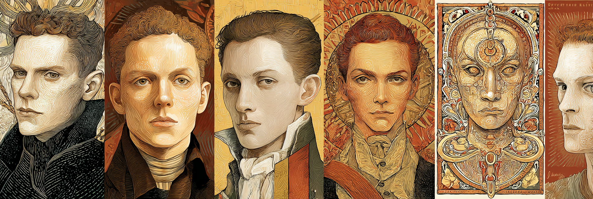 Stylisierte Portraits Maennliche Figuren Identitaetserforschung | Klassisch | Einrichtungsstile