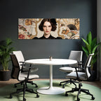 Stylisierte Portreit Von Einer Frau Mit Dunklem Welligem Haar Kunst Collage