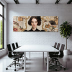 Stylisierte Portreit Von Einer Frau Mit Dunklem Welligem Haar Kunst Collage