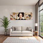 Stylisierte Portreit Von Einer Frau Mit Dunklem Welligem Haar Kunst Collage