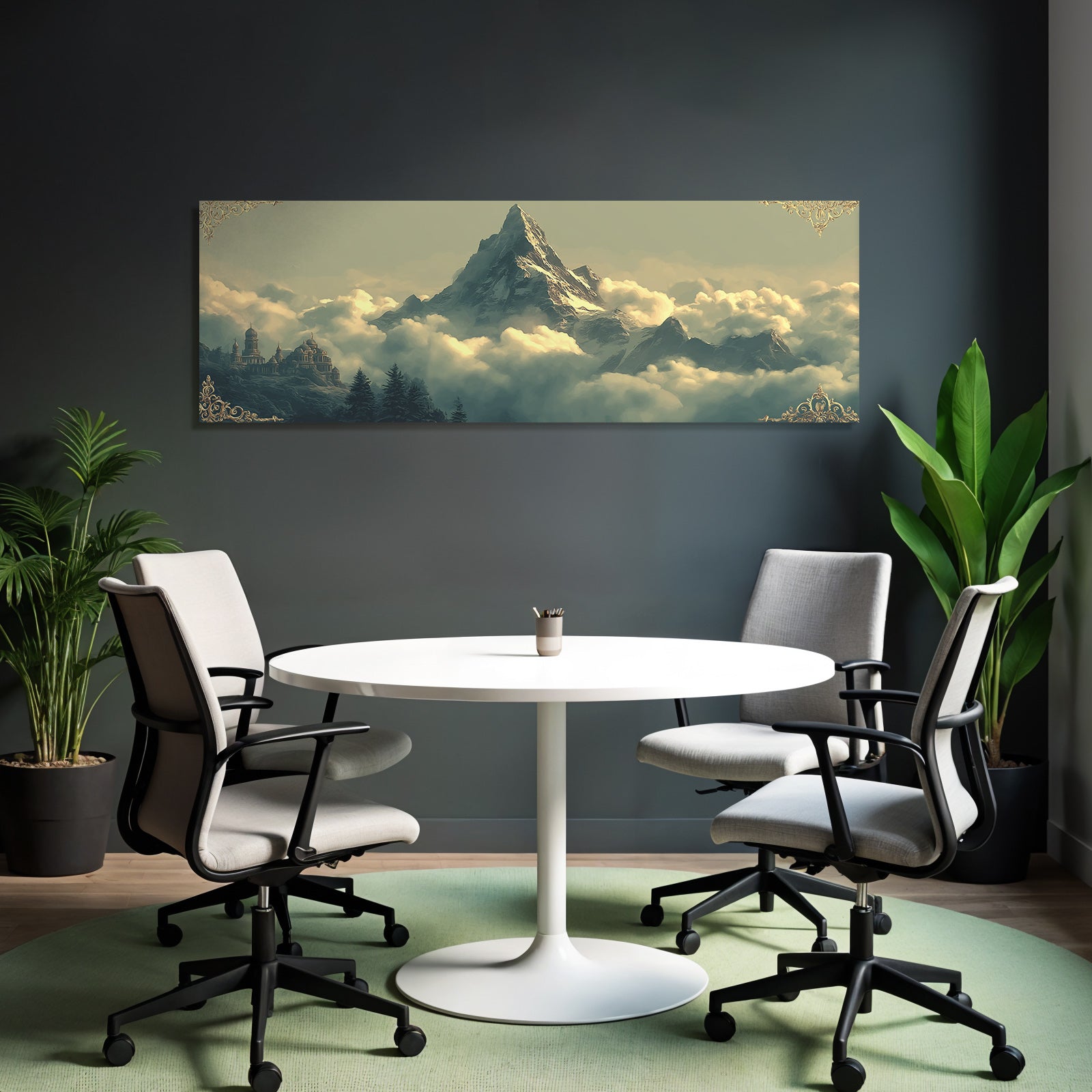 Traumhafte Landlandschaft Mit Grossem Berg Und Tempeleinrichtung