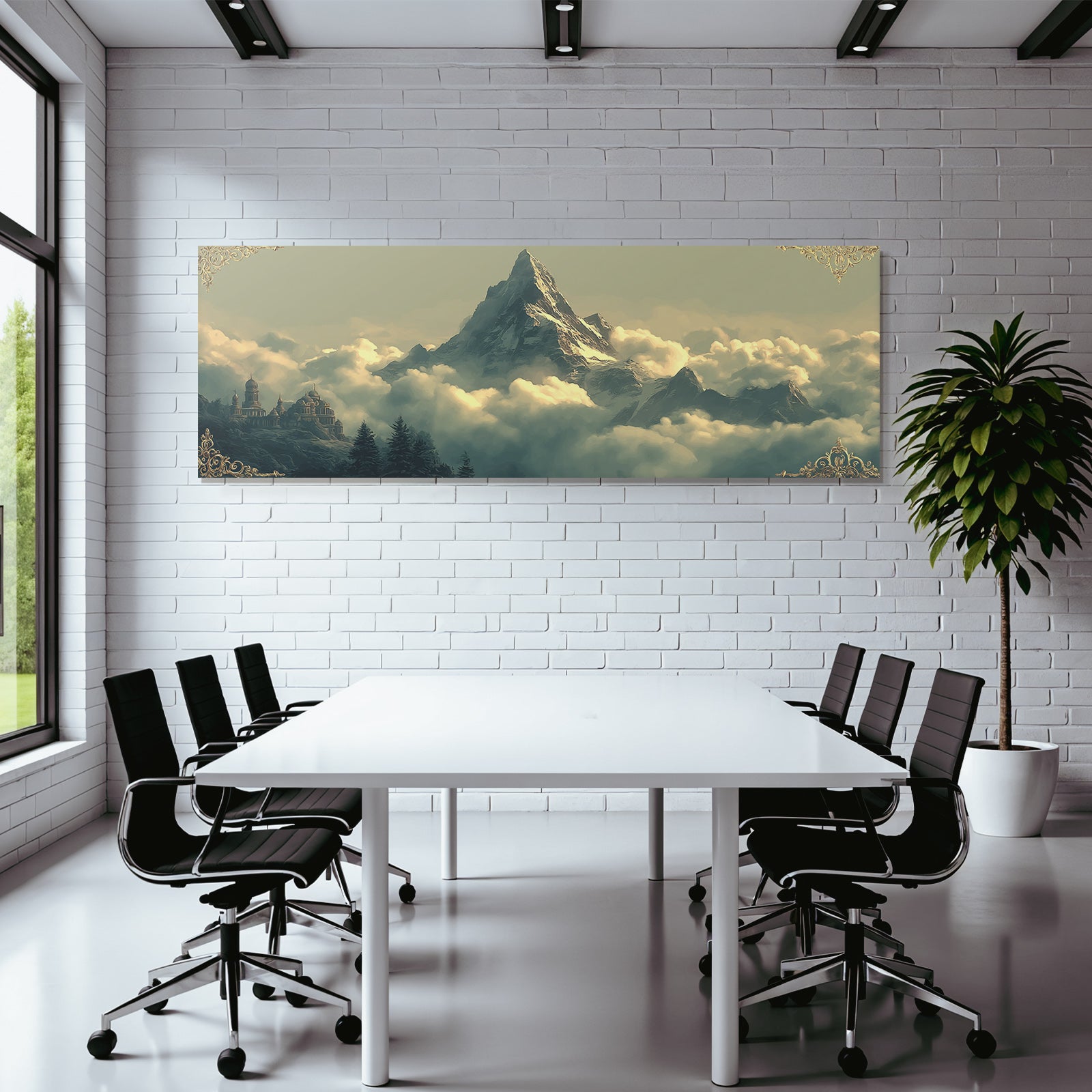 Traumhafte Landlandschaft Mit Grossem Berg Und Tempeleinrichtung