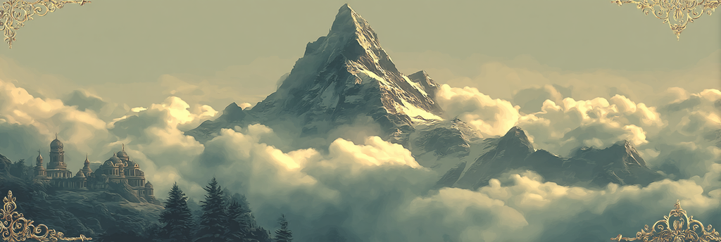 Traumhafte Landlandschaft Mit Grossem Berg Und Tempeleinrichtung | Klassisch | Einrichtungsstile