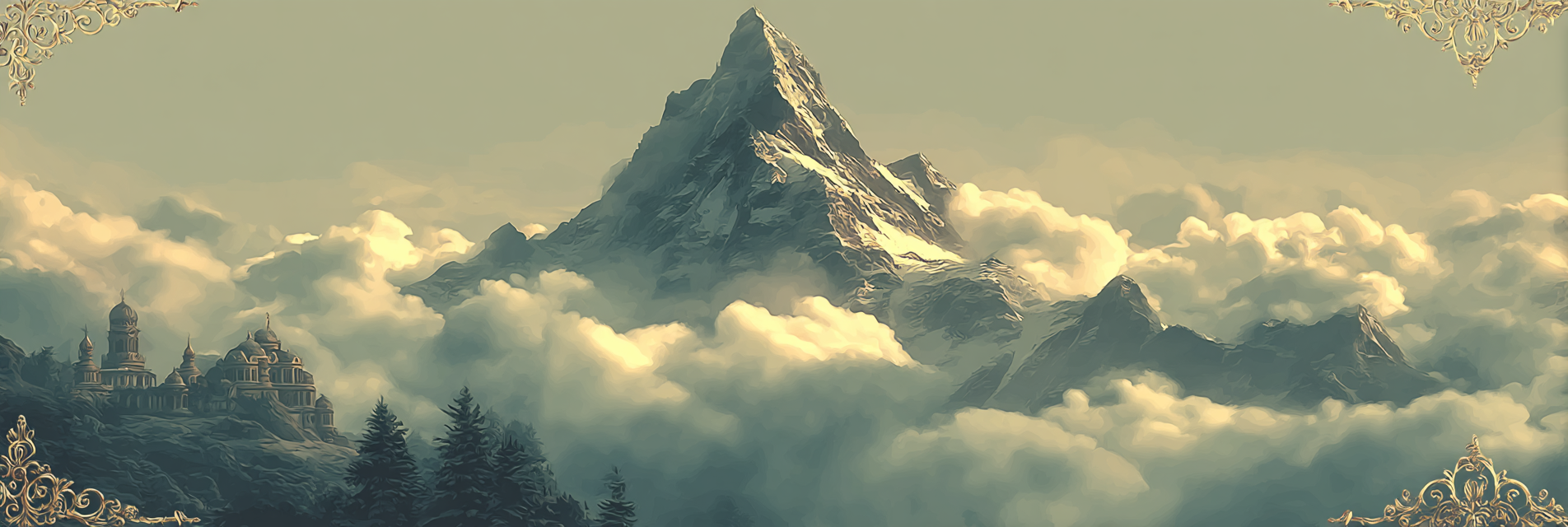 Traumhafte Landlandschaft Mit Grossem Berg Und Tempeleinrichtung | Klassisch | Einrichtungsstile