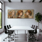 Triptychon Drei Frauen Mit Orangen Poppies Kunst Nouveau
