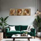 Triptychon Drei Frauen Mit Orangen Poppies Kunst Nouveau