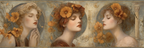 Triptychon Drei Frauen Mit Orangen Poppies Kunst Nouveau | Klassisch | Einrichtungsstile