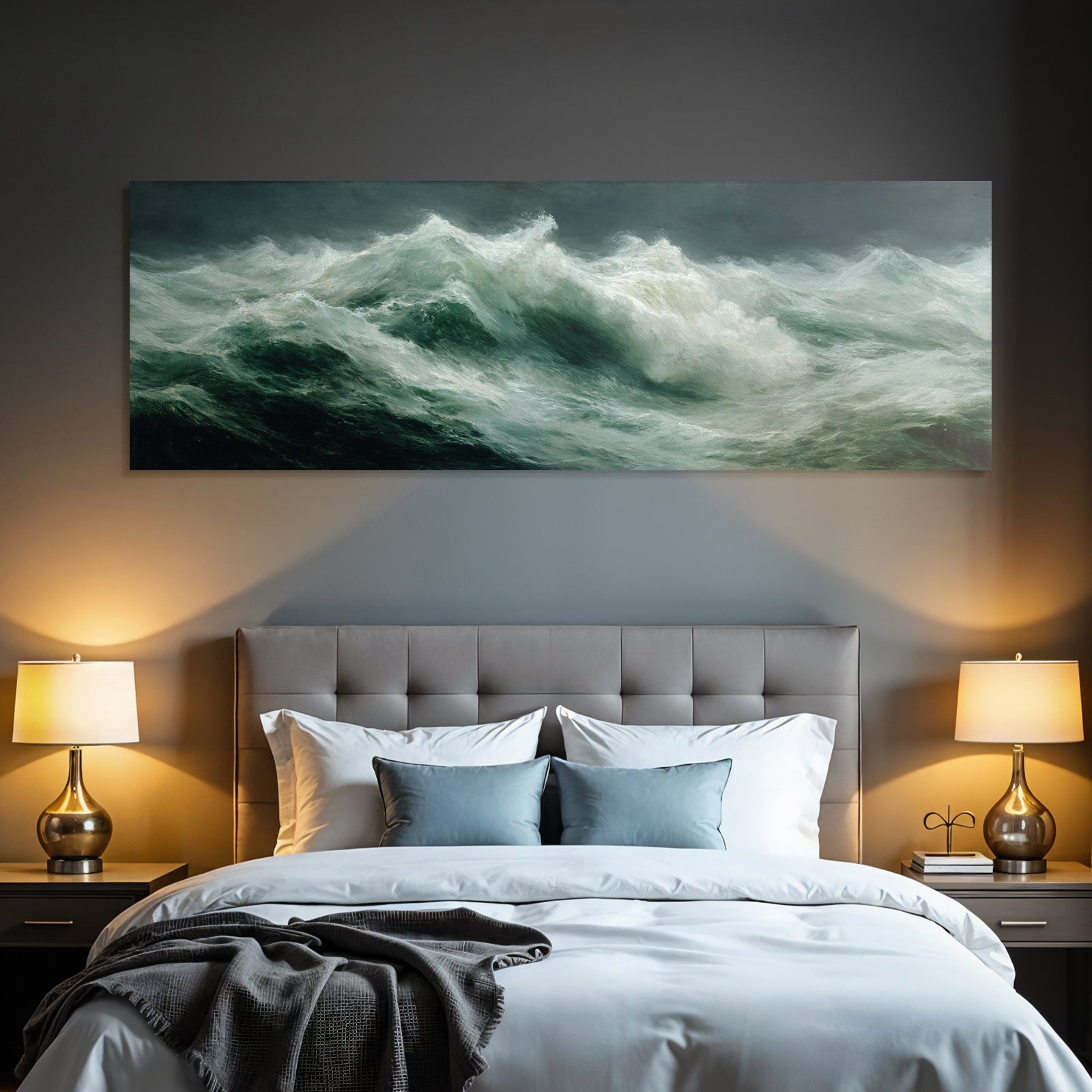 Turbulente Ozeanwellen Sturmhimmel Maritimes Gemaelde