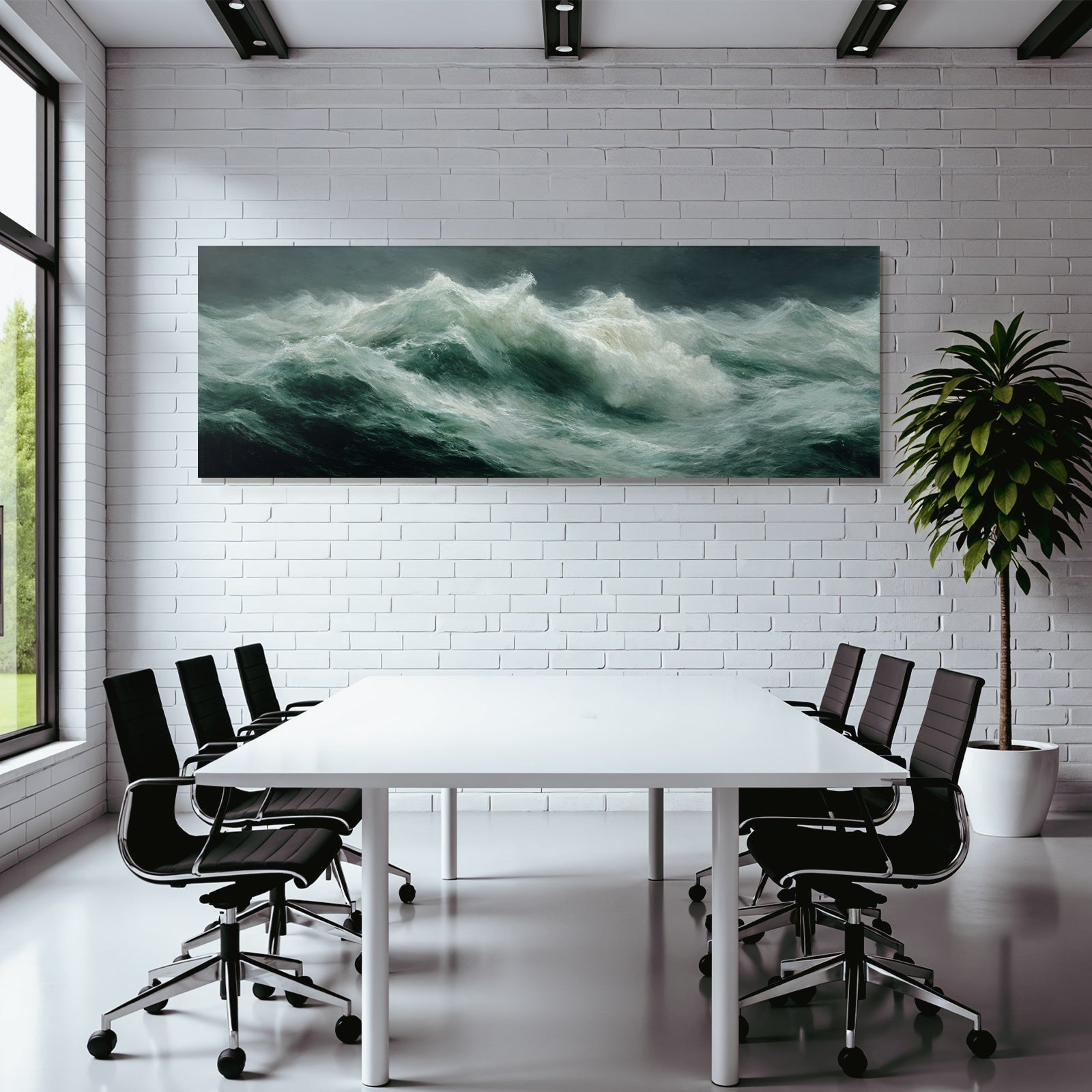 Turbulente Ozeanwellen Sturmhimmel Maritimes Gemaelde