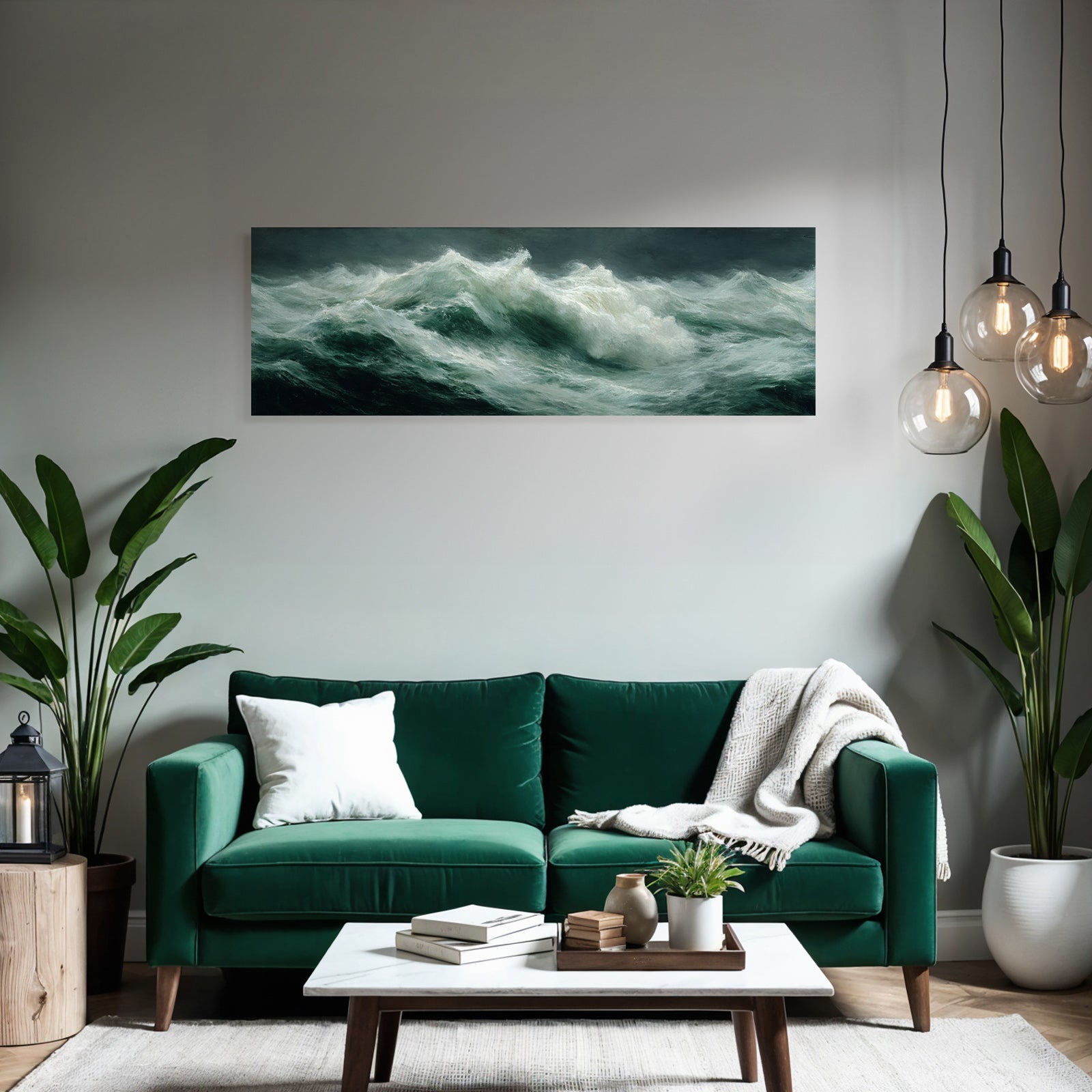 Turbulente Ozeanwellen Sturmhimmel Maritimes Gemaelde