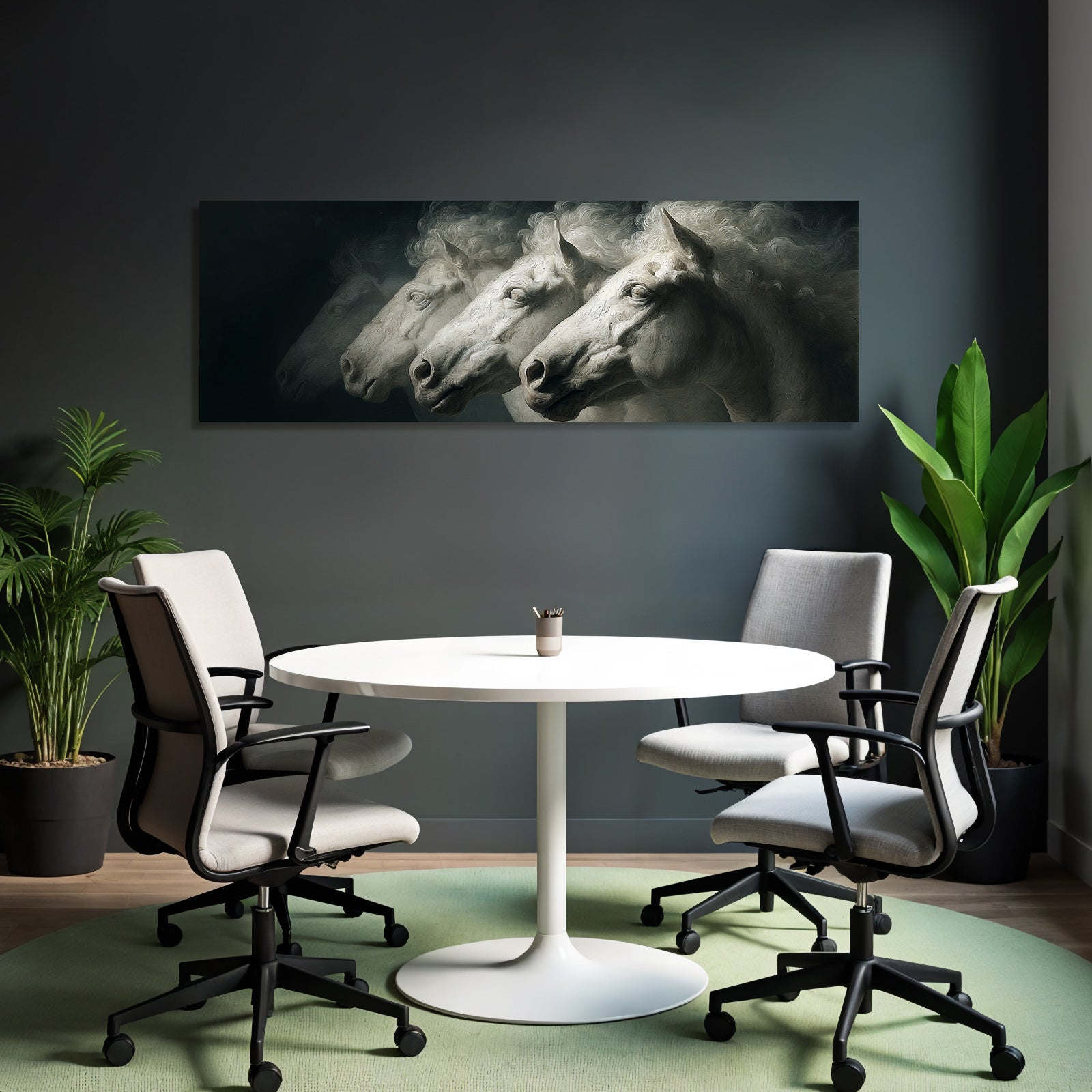 Weisse Pferde In Bewegung Kunstvolle Darstellung