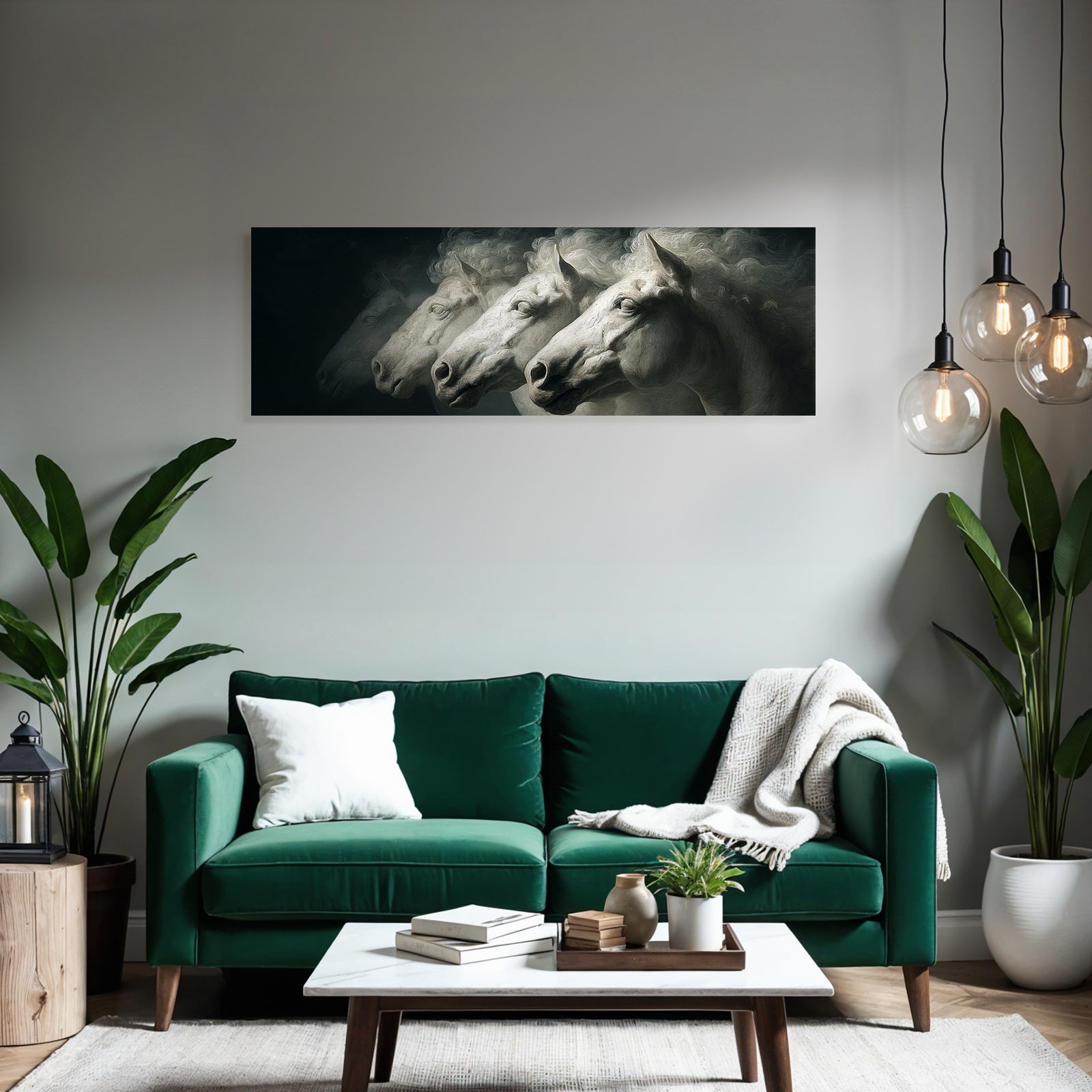 Weisse Pferde In Bewegung Kunstvolle Darstellung