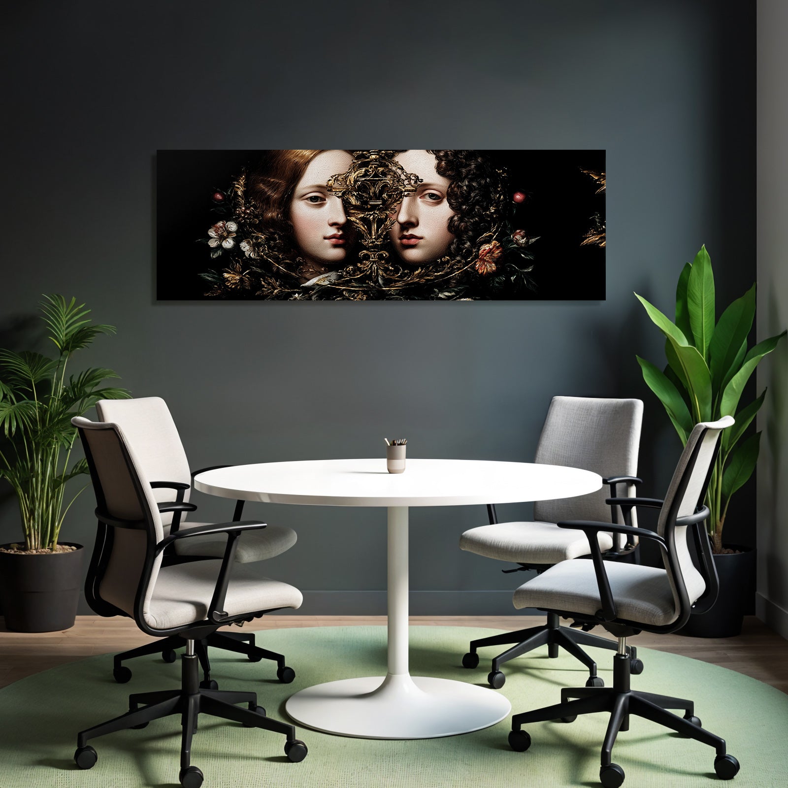 Zwei Gesichter In Floralen Designs Symphonie Der Dualitaet