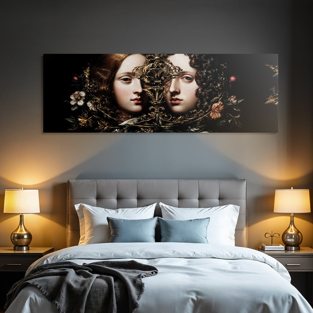 Zwei Gesichter In Floralen Designs Symphonie Der Dualitaet