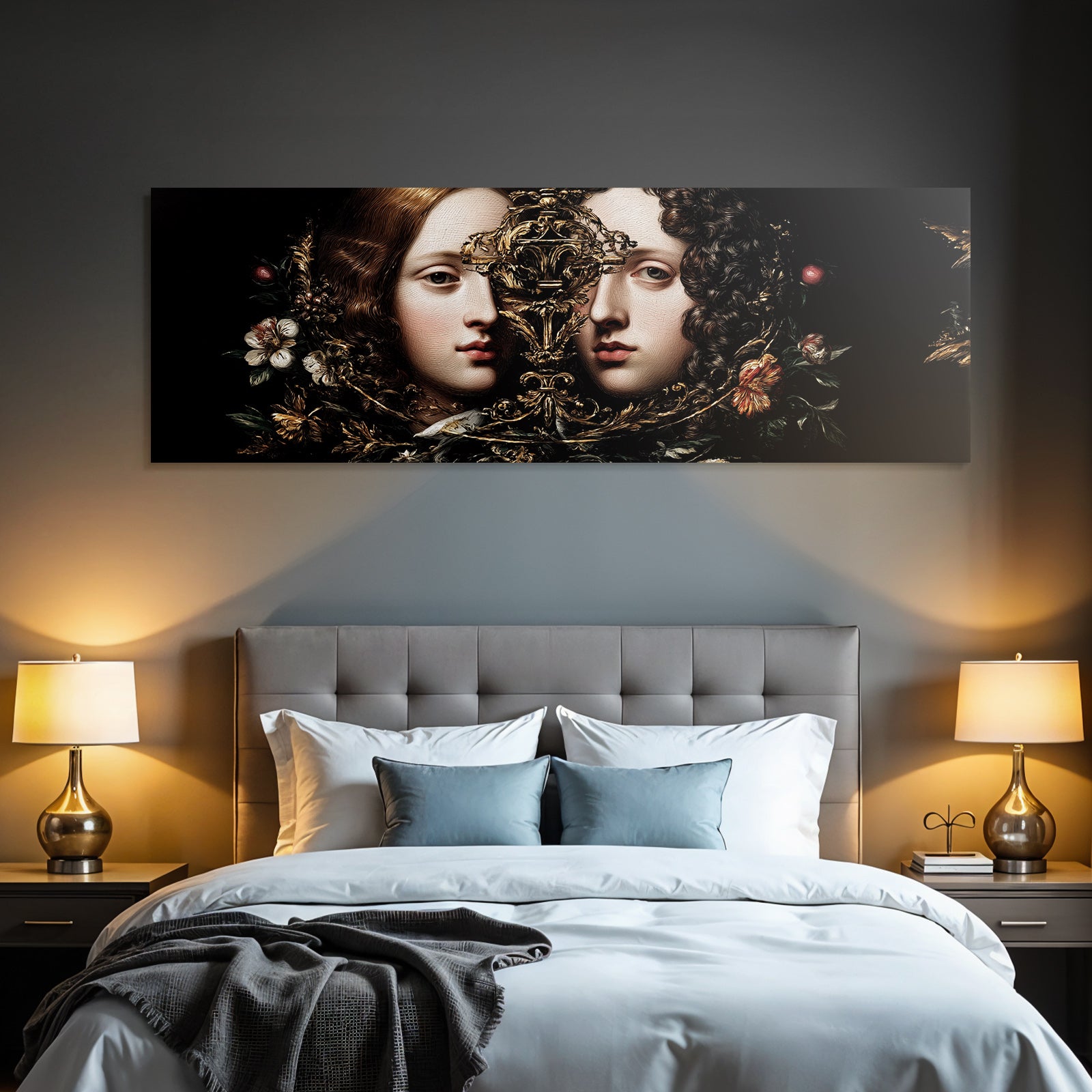 Zwei Gesichter In Floralen Designs Symphonie Der Dualitaet