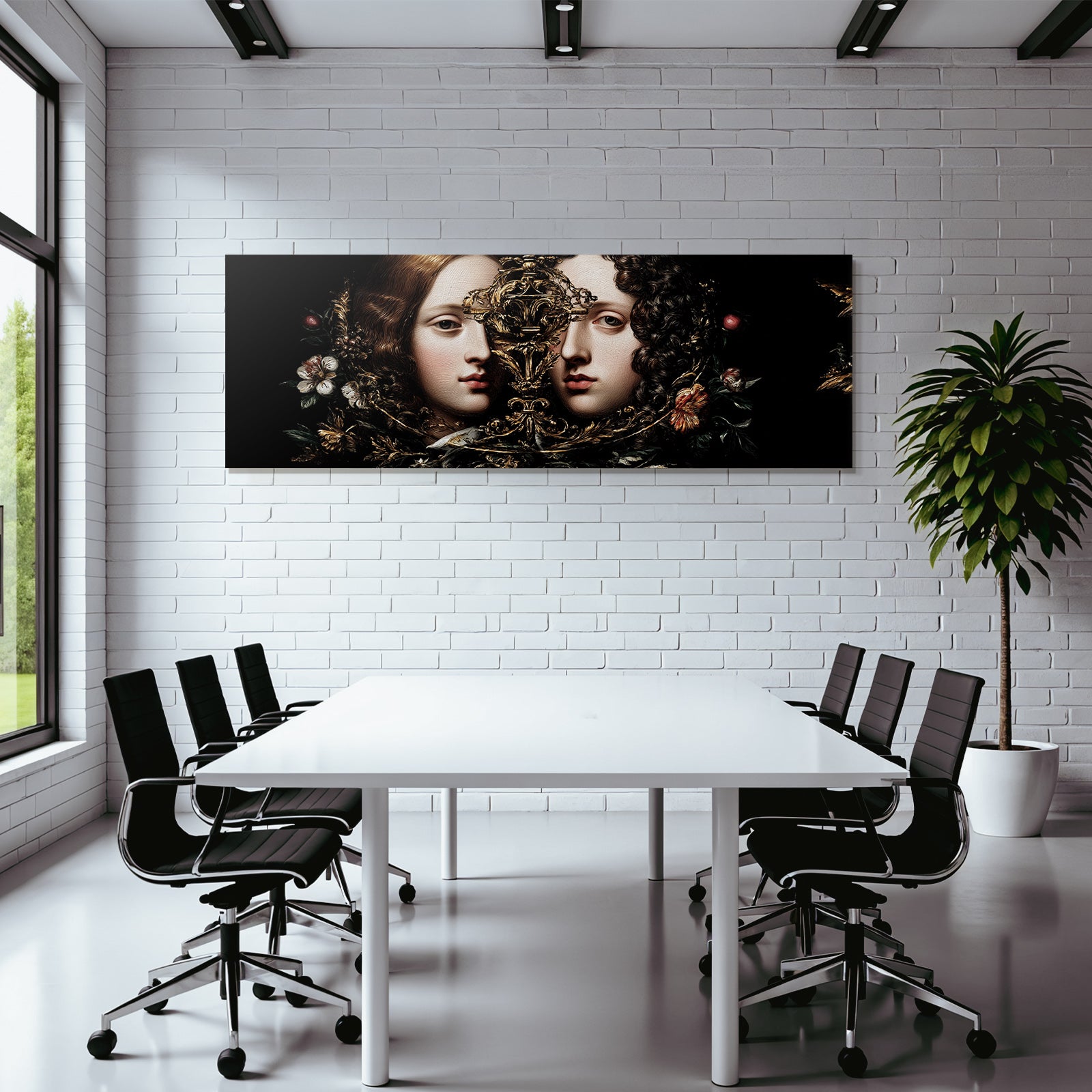 Zwei Gesichter In Floralen Designs Symphonie Der Dualitaet