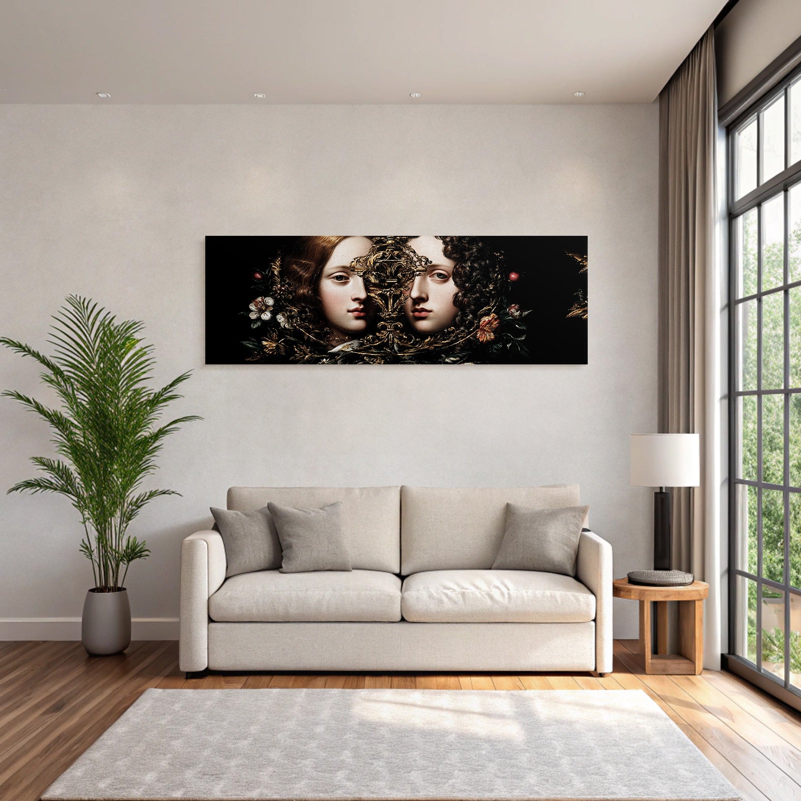 Zwei Gesichter In Floralen Designs Symphonie Der Dualitaet