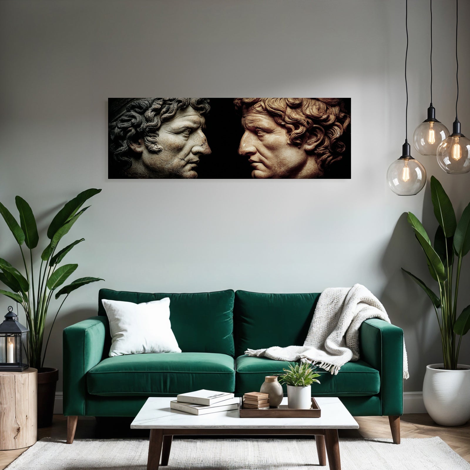 Zweistilisierte Menschen Faces Skulptur Profil Gemuele Haarschnitte Emotionen