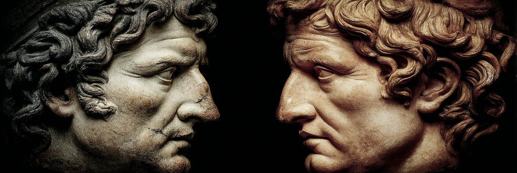 Zweistilisierte Menschen Faces Skulptur Profil Gemuele Haarschnitte Emotionen | Klassisch | Einrichtungsstile