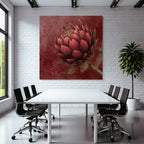 Botanical Flower With Red Background Decorative Illustration