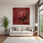 Botanical Flower With Red Background Decorative Illustration