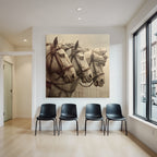 Three horse heads artwork marble texture ancient art