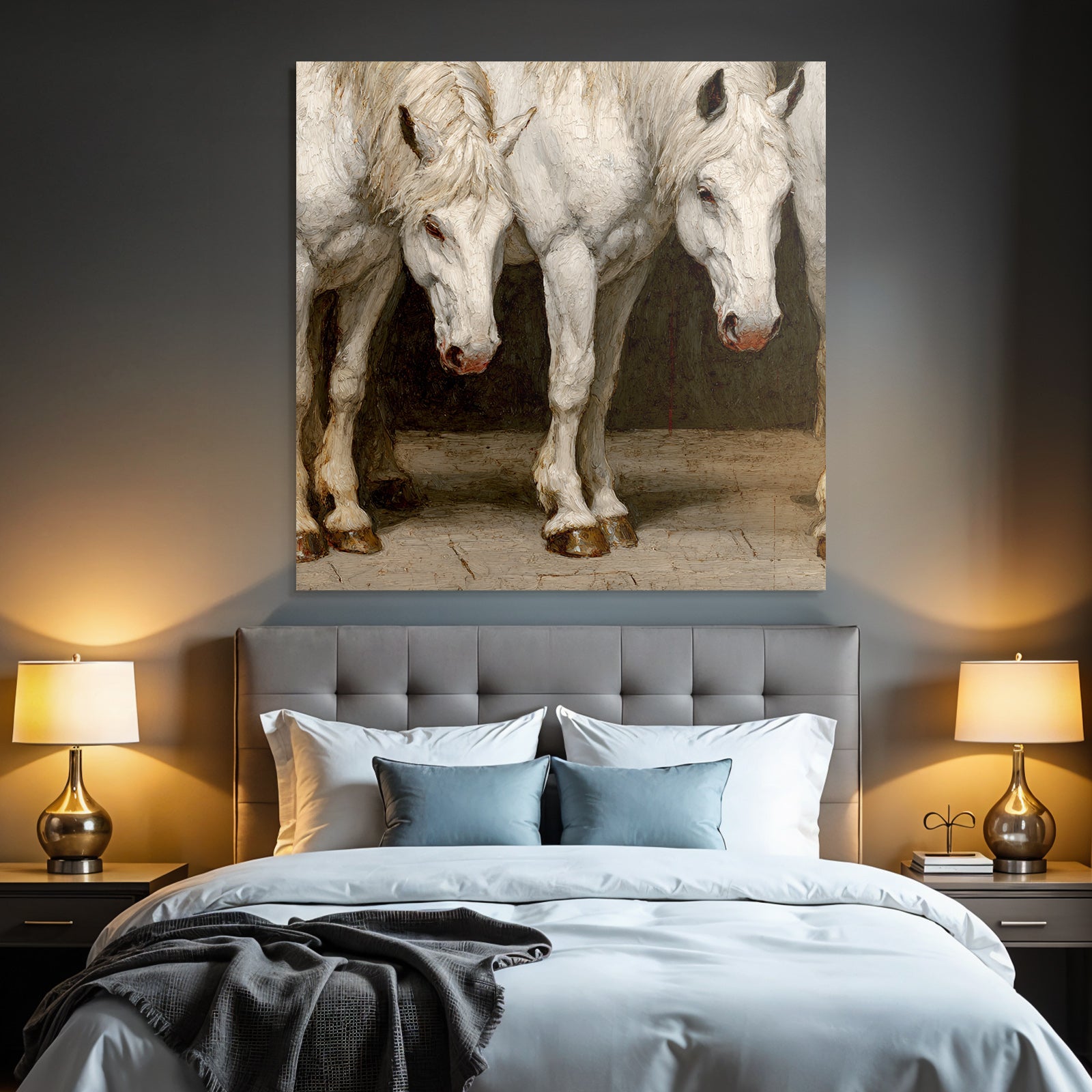 Three White Horses Artistic Representation