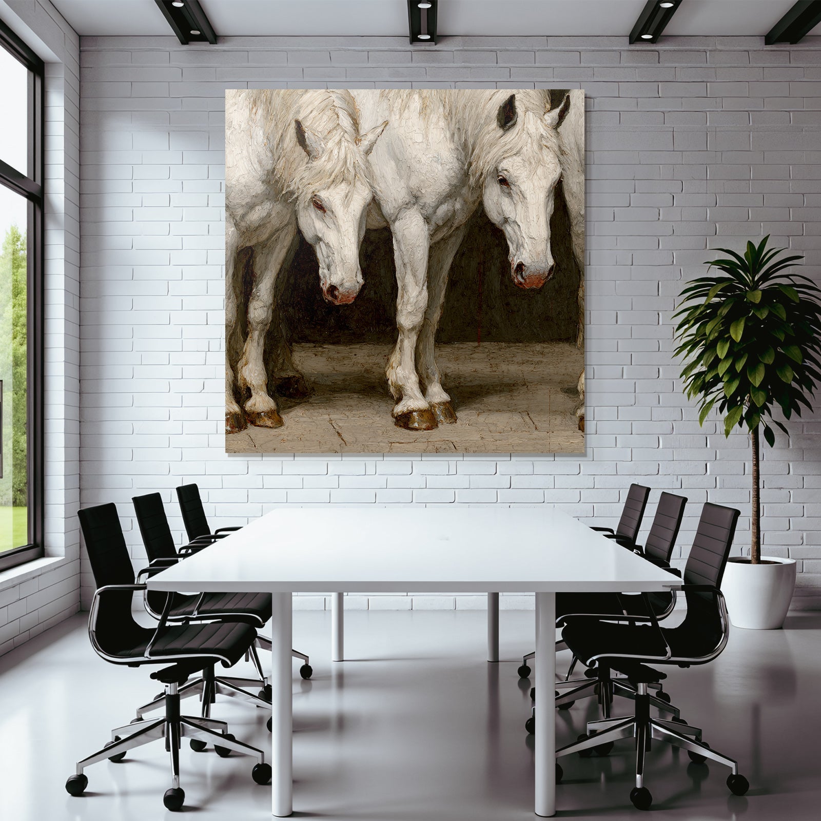 Three White Horses Artistic Representation