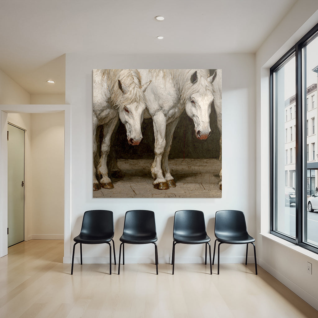 Three White Horses Artistic Representation