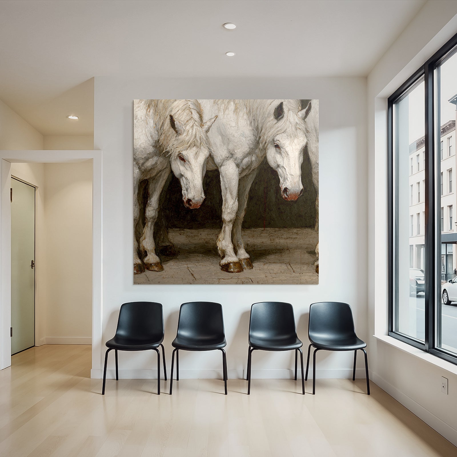 Three White Horses Artistic Representation