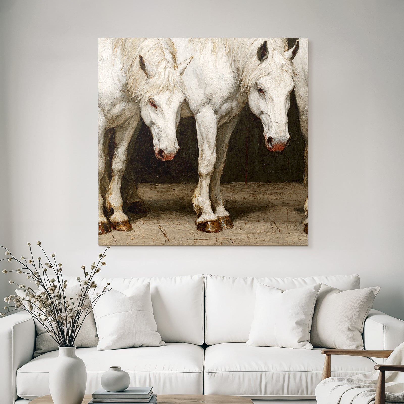 Three White Horses Artistic Representation