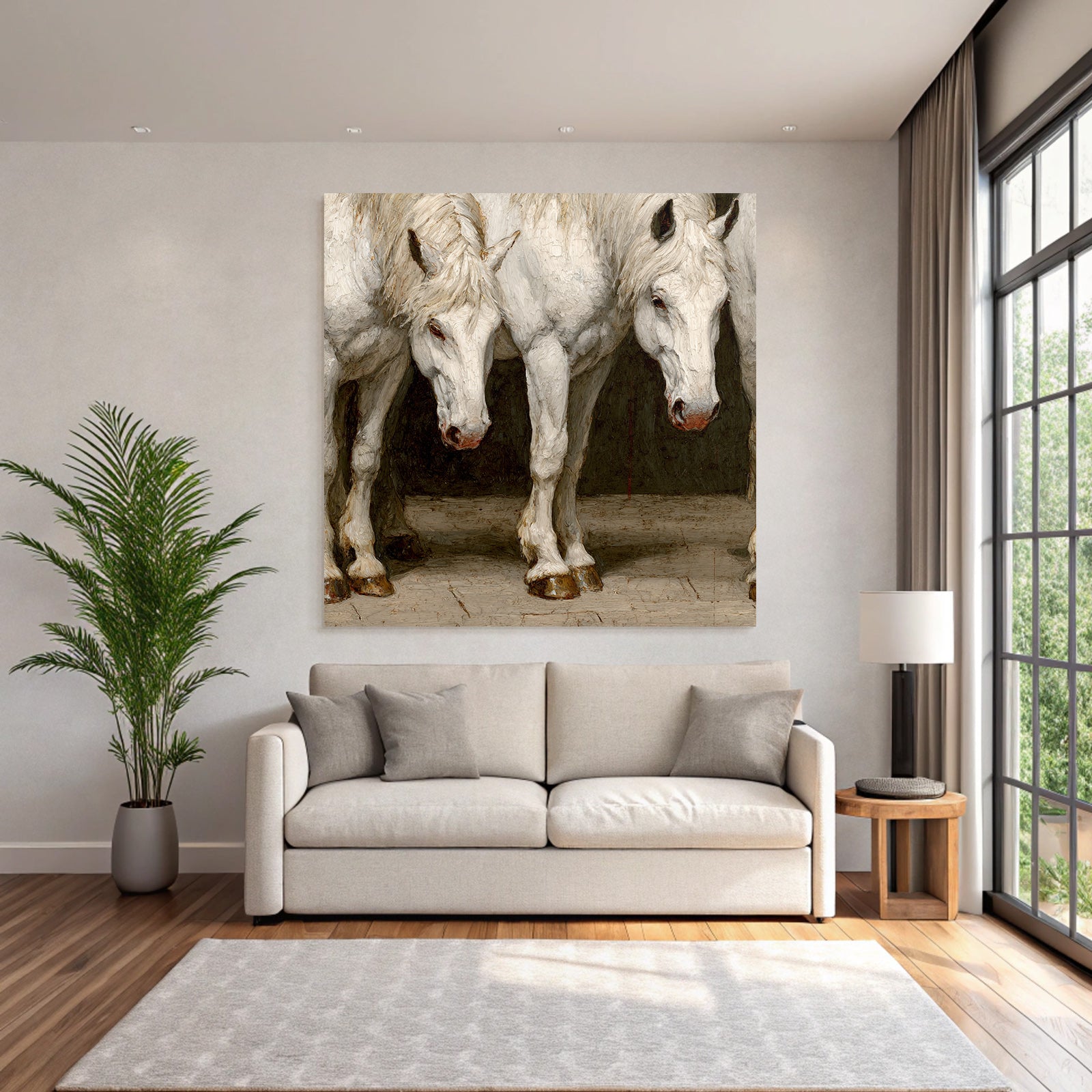Three White Horses Artistic Representation