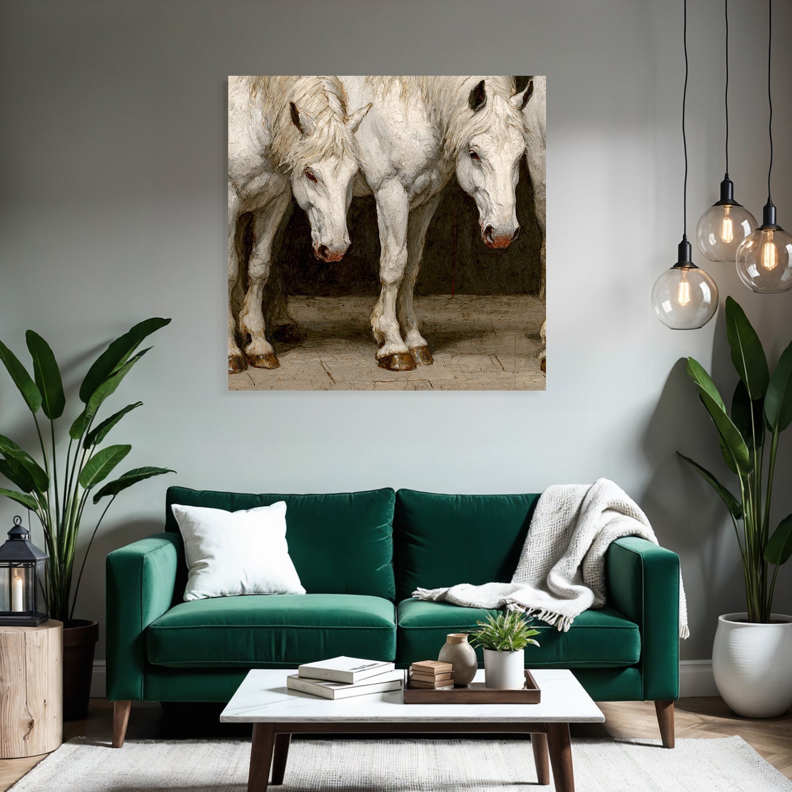 Three White Horses Artistic Representation